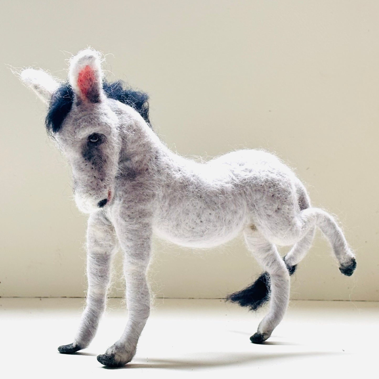 Needle Felt Donkey Animal art Posable doll unique gift