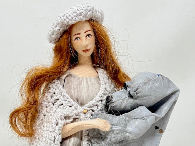 Selkie, mixed media art doll, fabric seal, unique gift, nautical theme decor