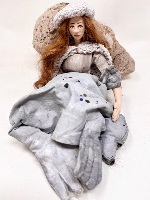 Selkie, mixed media art doll, fabric seal, unique gift, nautical theme decor