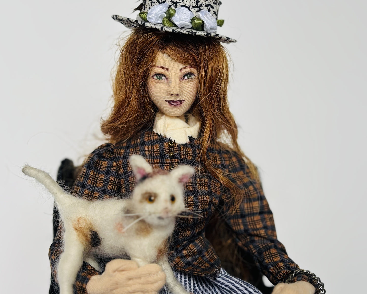 Cat Lady Art Doll Mixed media