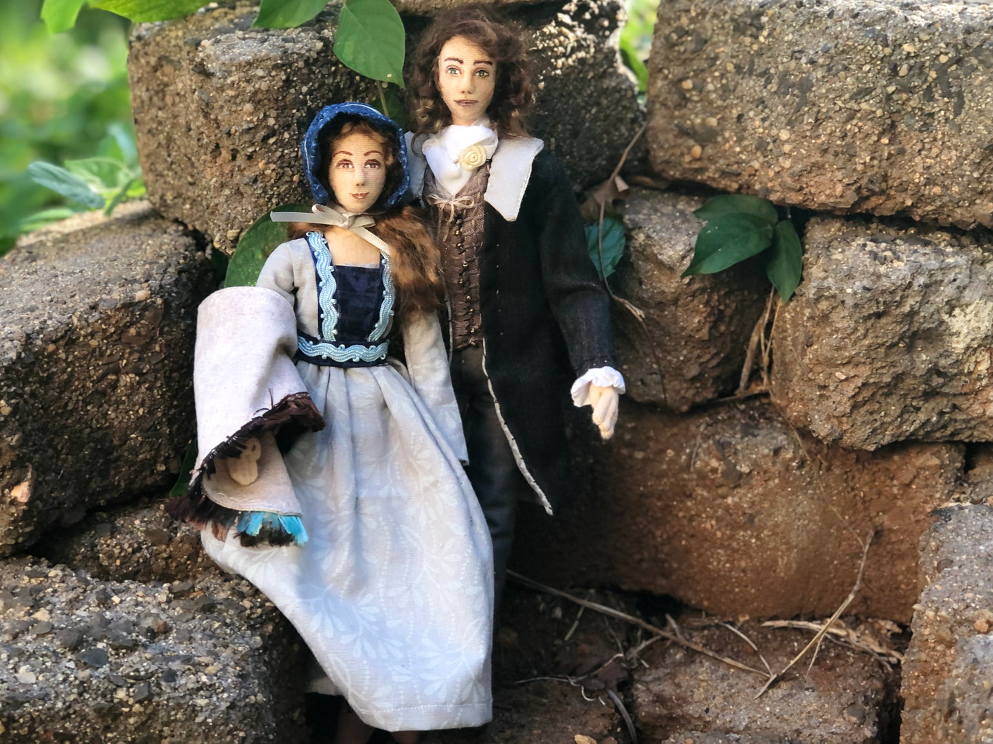 Jane Eyre and Mr Rocheford poseable art dolls Book lover theme