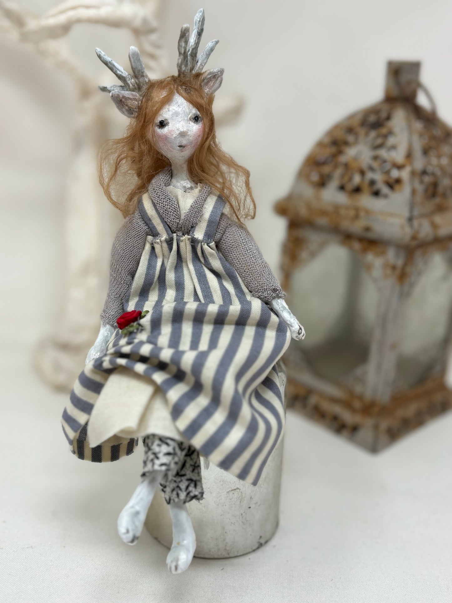 Art doll woodland creature deer woman collectable