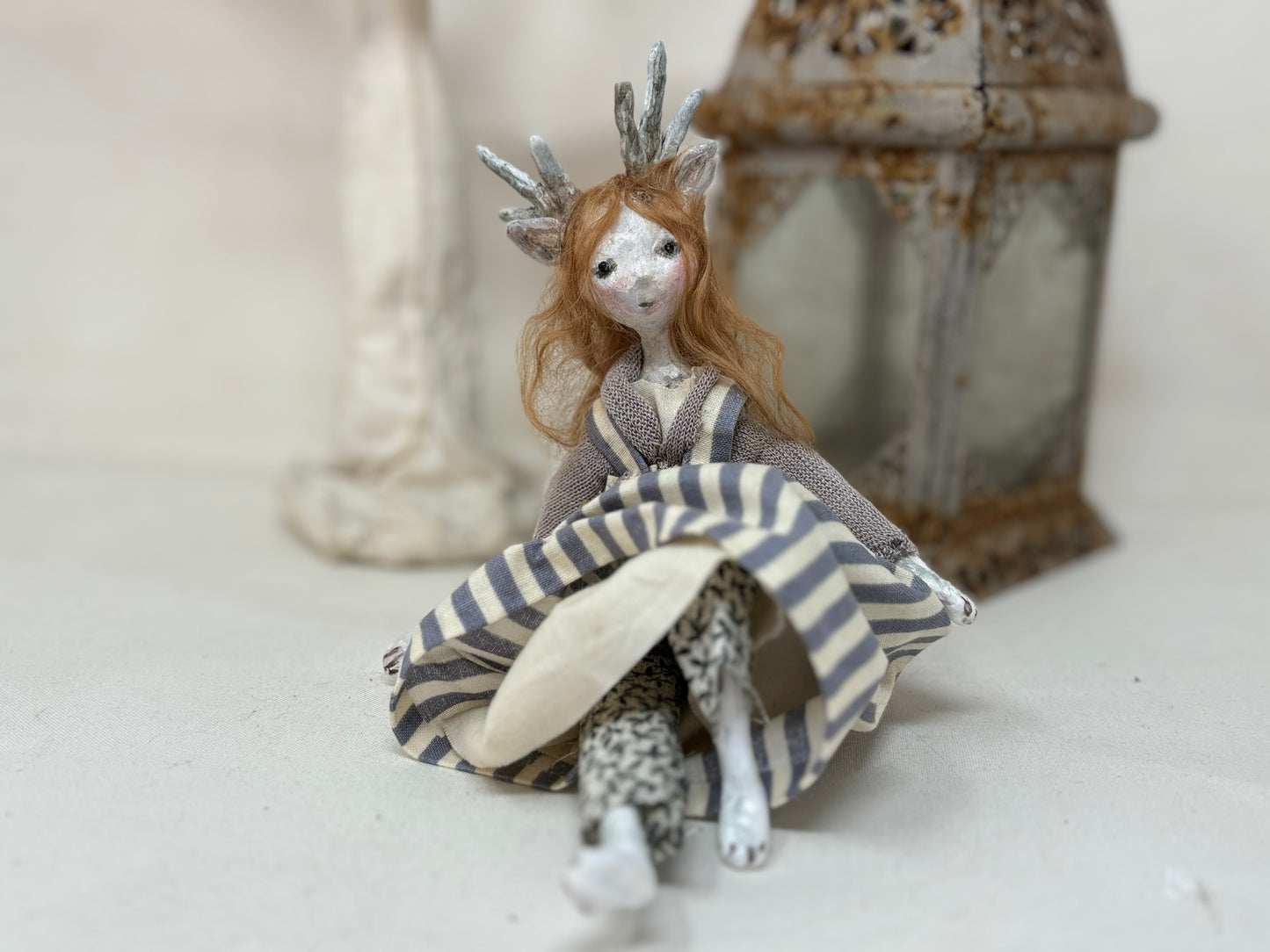 Art doll woodland creature deer woman collectable