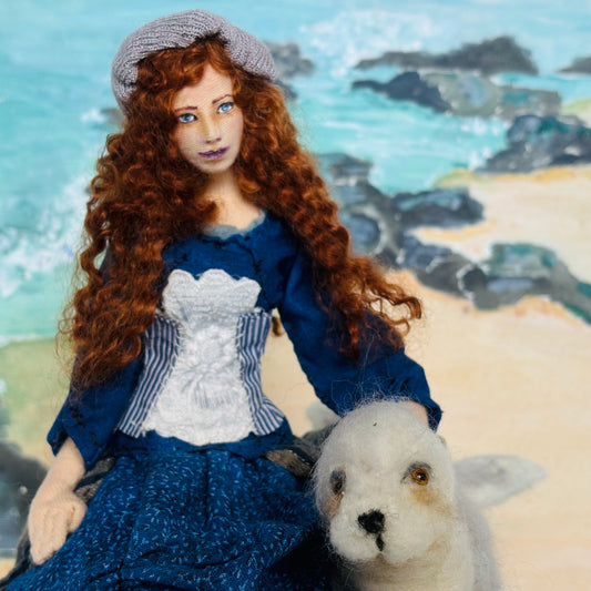 Selkie, art doll, needle felted seal, mixed media art sculpture, unique gift