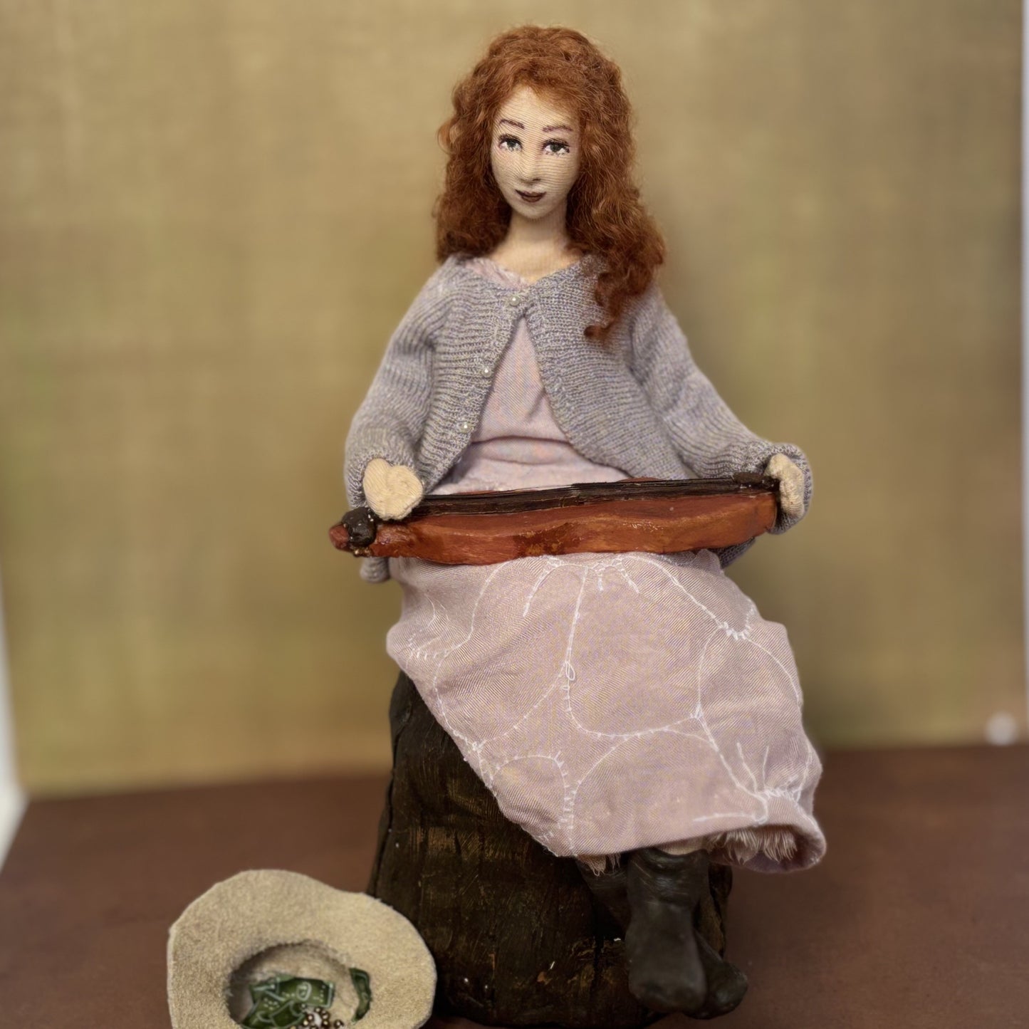 Art Doll Busker, mountain girl with dulcimer