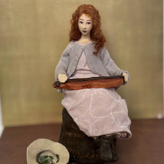 Art Doll Busker, mountain girl with dulcimer