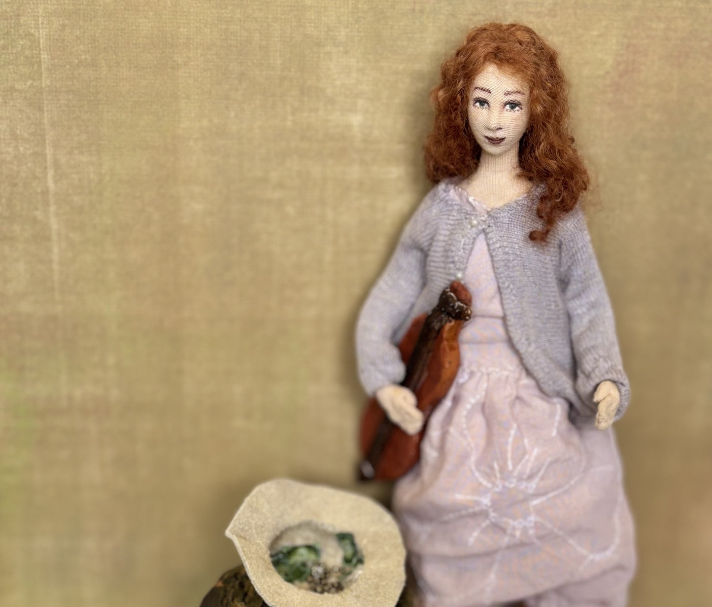 Art Doll Busker, mountain girl with dulcimer