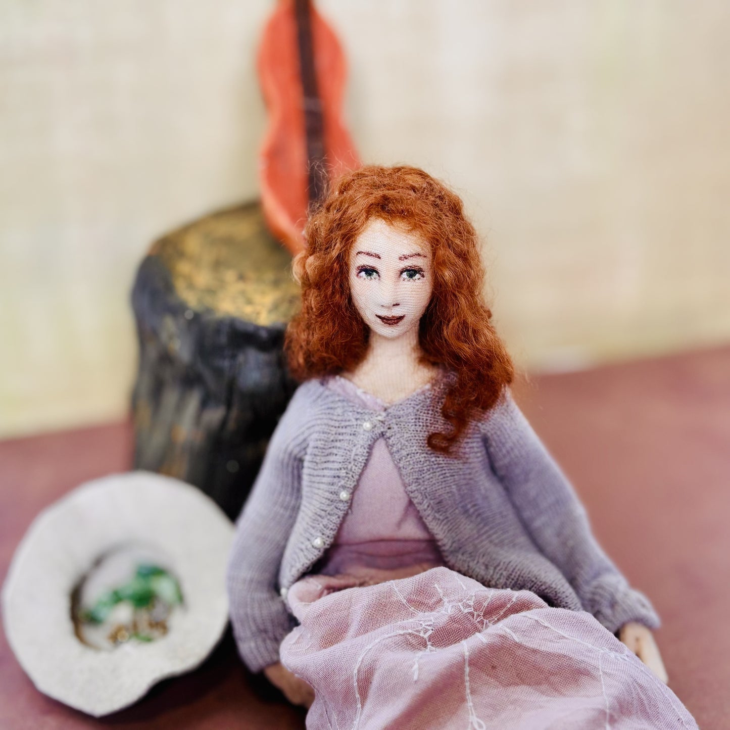 Art Doll Busker, mountain girl with dulcimer