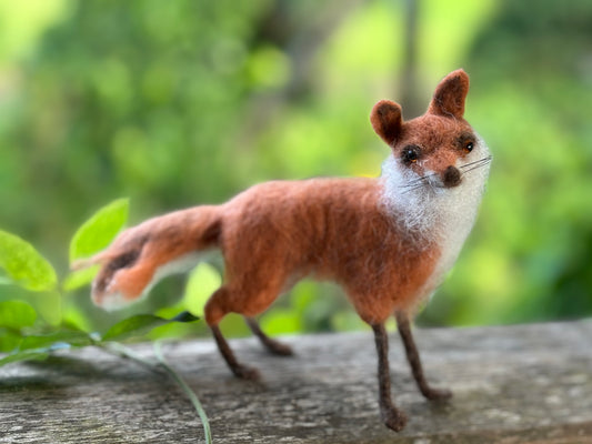 Art doll animal collectable needle felt fox poseable