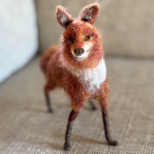 Art doll animal collectable needle felt fox poseable