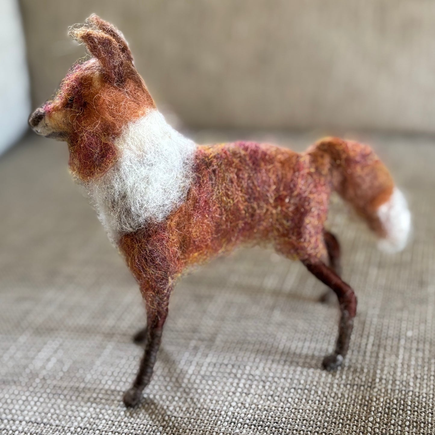 Art doll animal collectable needle felt fox poseable
