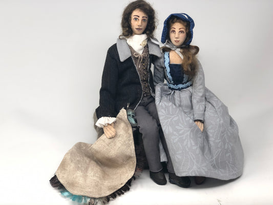 Jane Eyre and Mr Rocheford poseable art dolls Book lover theme