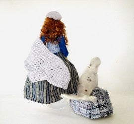 Selkie, art doll, needle felted seal, mixed media art sculpture, unique gift